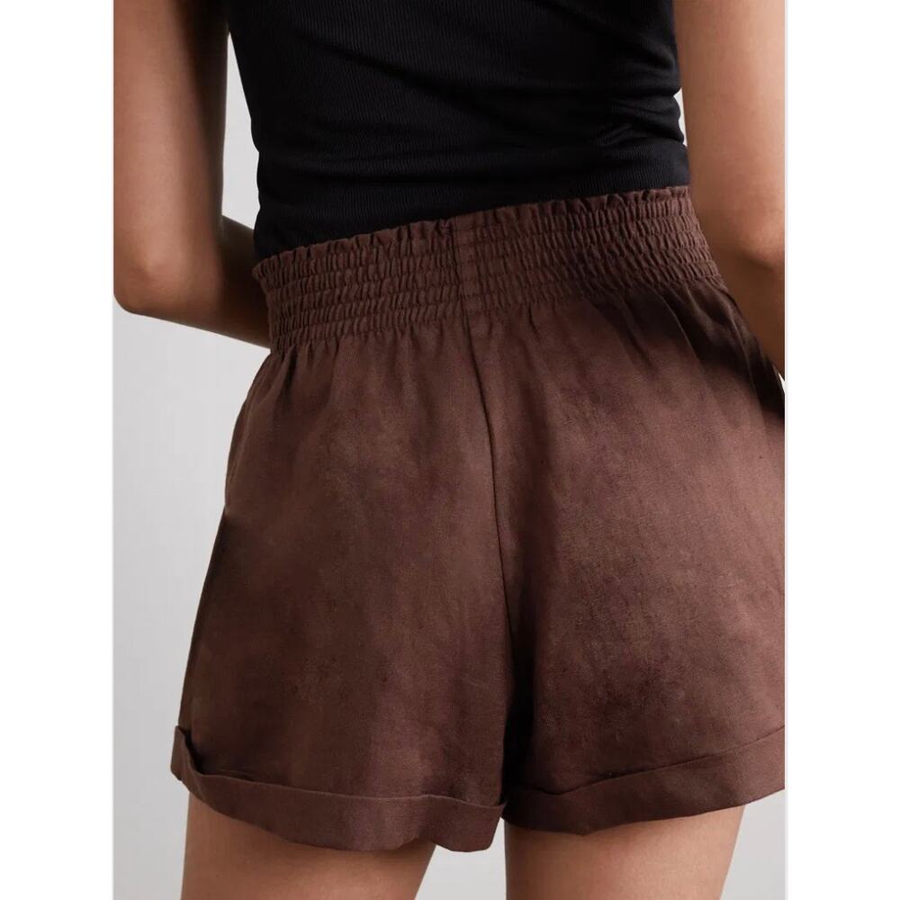 Reformation chocolate brown Nashville linen shorts - Picture 3 of 3